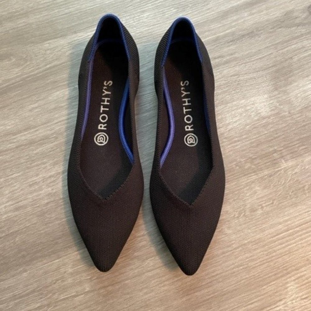 Rothy's Point Flat, Black, Size: 9